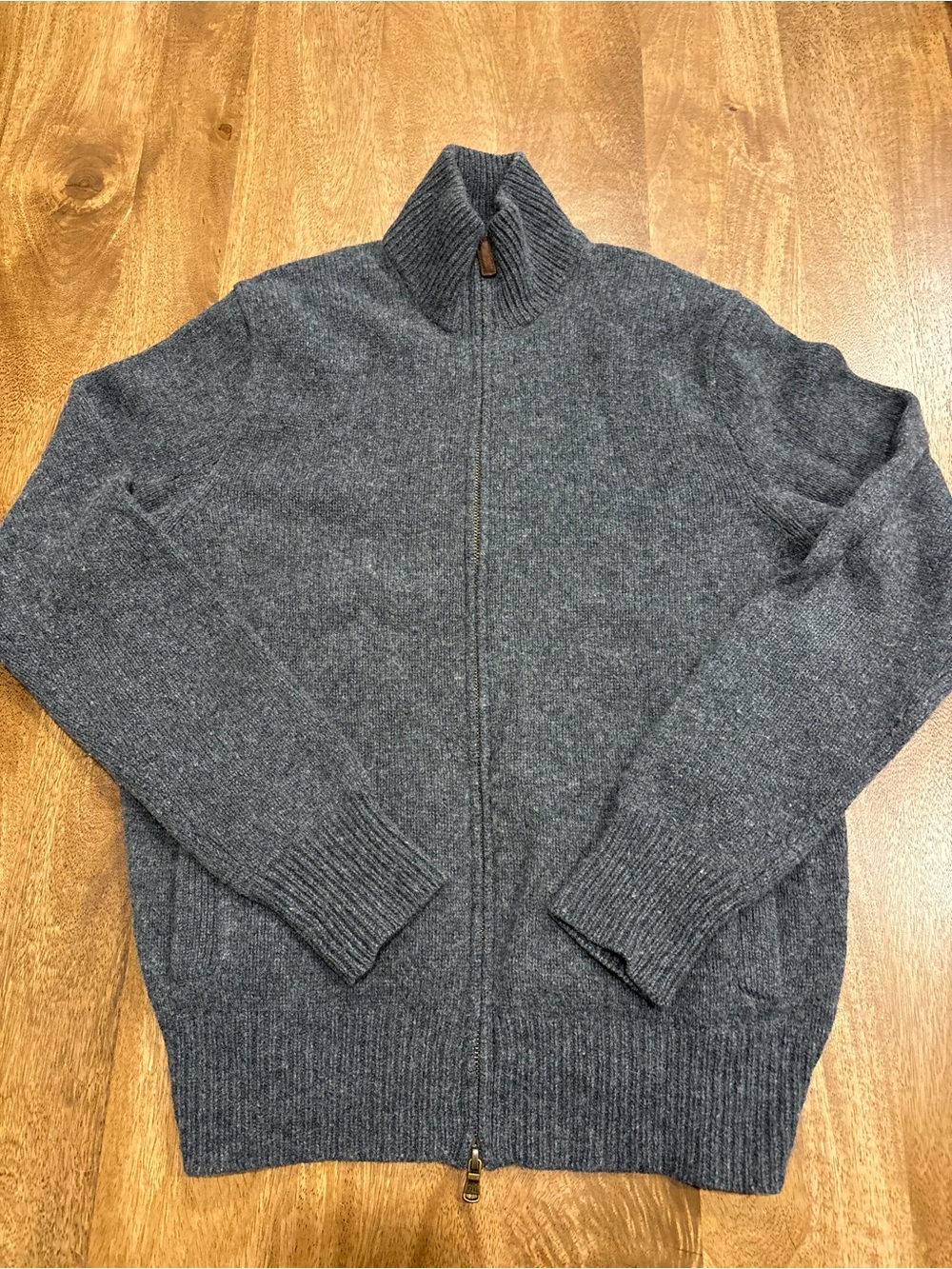 Ralph Lauren Men's Charcoal Full-Zip Wool Sweater